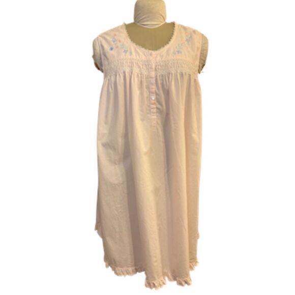 Amanda Stewart Vtg Nightgown, size 2X Light Pink Check Embroidery Lace - Picture 2 of 8